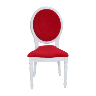 כיסא מקאו לבן ריפוד אדום