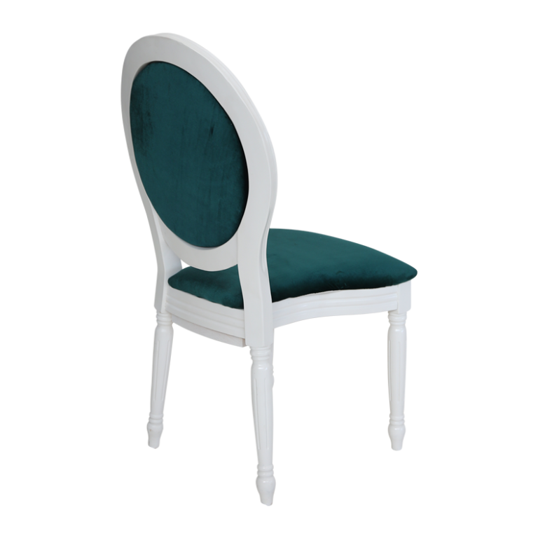 כיסא מקאו לבן ריפוד ירוק