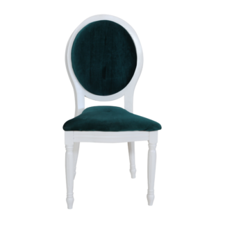כיסא מקאו לבן ריפוד ירוק