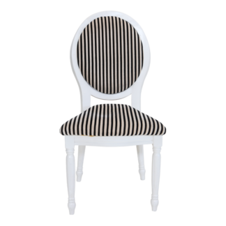 כיסא מקאו לבן ריפוד פסים שחור / לבן
