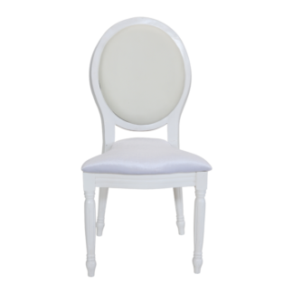 כיסא מקאו לבן ריפוד לבן