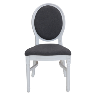 כיסא מקאו לבן ריפוד אפור